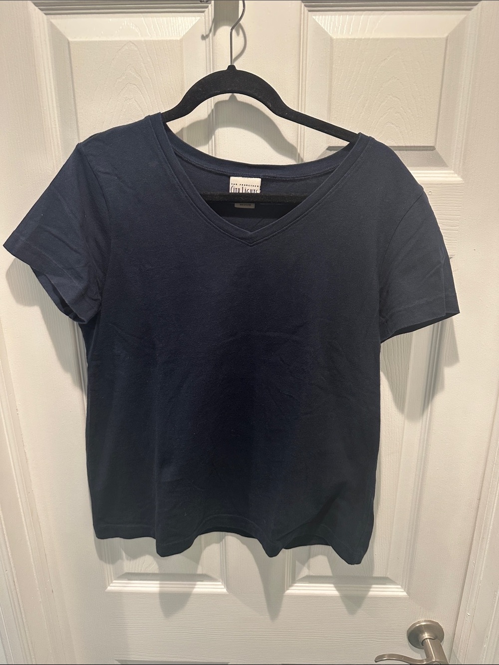 Classic Navy V-Neck Tee - Size M